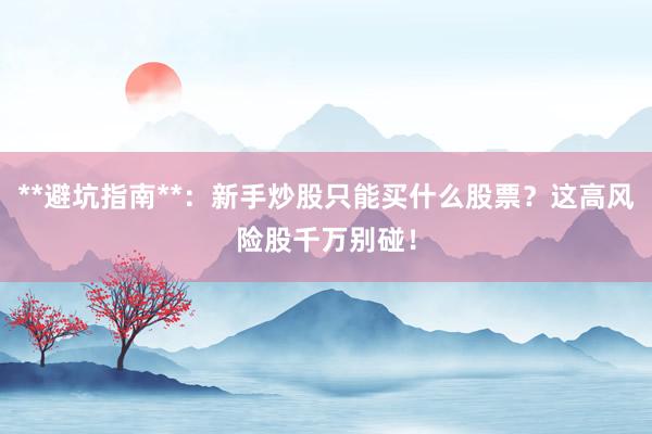 **避坑指南**：新手炒股只能买什么股票？这高风险股千万别碰！