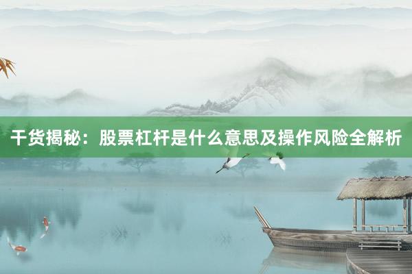 干货揭秘：股票杠杆是什么意思及操作风险全解析