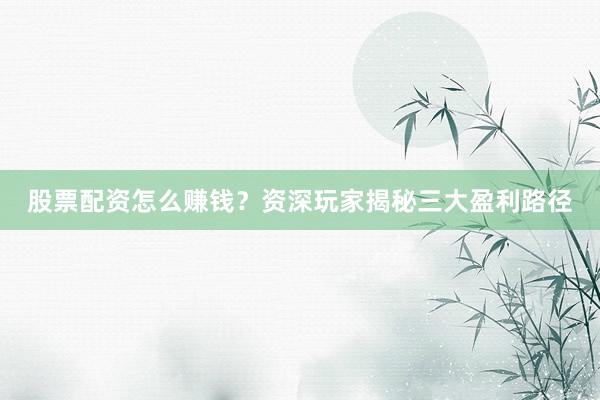 股票配资怎么赚钱？资深玩家揭秘三大盈利路径