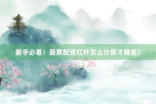 新手必看！股票配资杠杆怎么计算才精准？