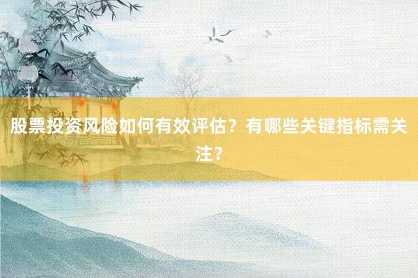 股票投资风险如何有效评估？有哪些关键指标需关注？
