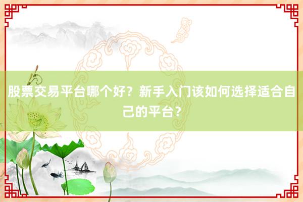股票交易平台哪个好？新手入门该如何选择适合自己的平台？