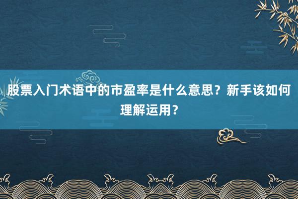 股票入门术语中的市盈率是什么意思？新手该如何理解运用？