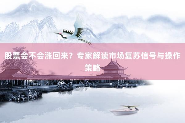 股票会不会涨回来？专家解读市场复苏信号与操作策略