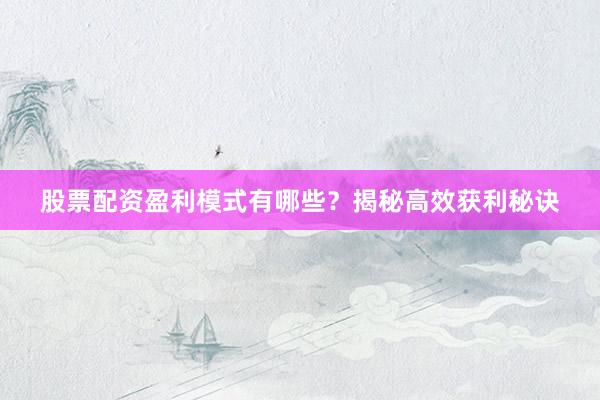 股票配资盈利模式有哪些？揭秘高效获利秘诀