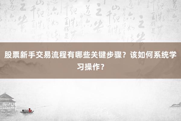 股票新手交易流程有哪些关键步骤？该如何系统学习操作？