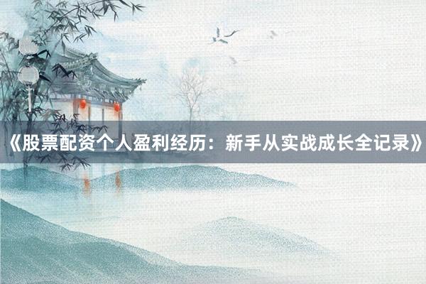 《股票配资个人盈利经历：新手从实战成长全记录》