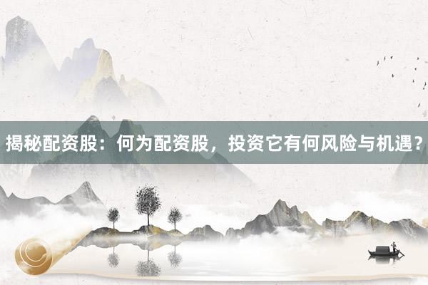 揭秘配资股：何为配资股，投资它有何风险与机遇？
