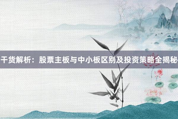 干货解析：股票主板与中小板区别及投资策略全揭秘