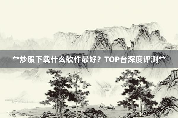 **炒股下载什么软件最好？TOP台深度评测**