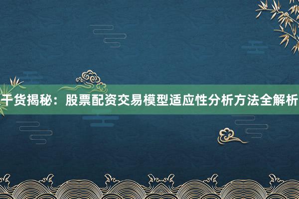 干货揭秘：股票配资交易模型适应性分析方法全解析