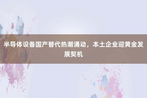 半导体设备国产替代热潮涌动，本土企业迎黄金发展契机