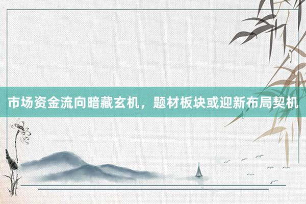市场资金流向暗藏玄机，题材板块或迎新布局契机