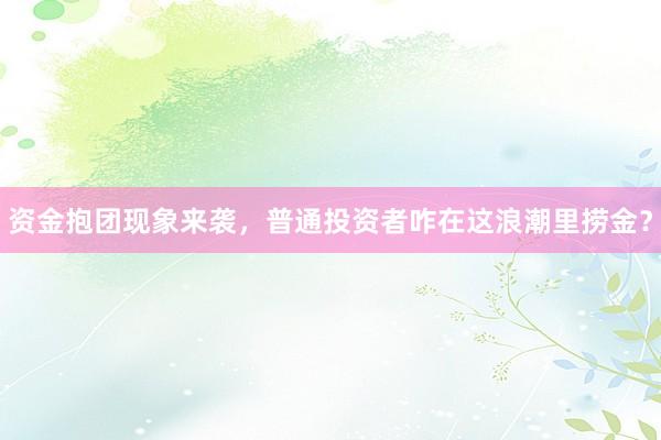 资金抱团现象来袭，普通投资者咋在这浪潮里捞金？