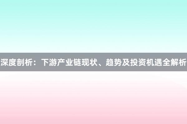 深度剖析：下游产业链现状、趋势及投资机遇全解析