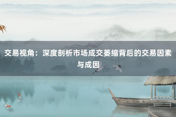 交易视角：深度剖析市场成交萎缩背后的交易因素与成因