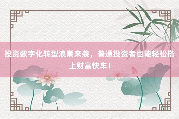 投资数字化转型浪潮来袭，普通投资者也能轻松搭上财富快车！
