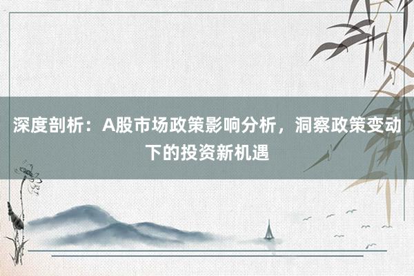 深度剖析：A股市场政策影响分析，洞察政策变动下的投资新机遇
