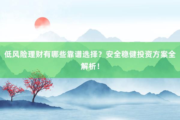 低风险理财有哪些靠谱选择？安全稳健投资方案全解析！