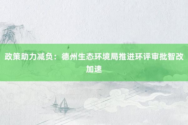 政策助力减负：德州生态环境局推进环评审批智改加速